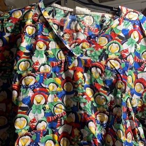 Holiday scrub top